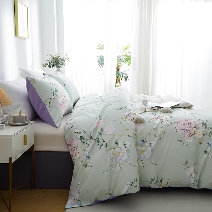 BOLINLIVING Floral Duvet Cover King Size 3 Pieces, Flower Duvet Cover - Image 3