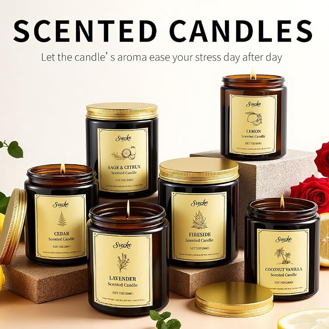 6 Pack 42oz Fall Scented Candles, Soy Wax Candles - Image 4