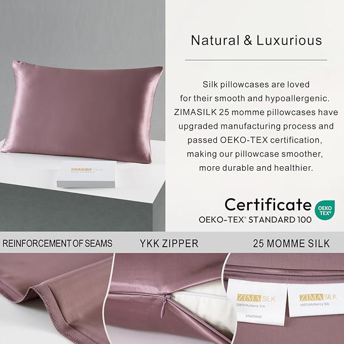 ZIMASILK 25 Momme 100% Pure Mulberry Silk Pillowcase - Image 4