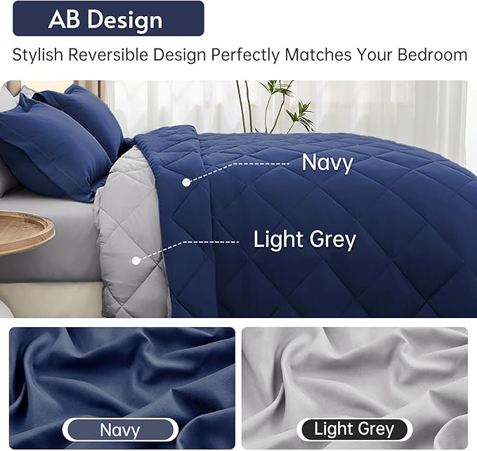 MUXHOMO 7 Pieces Oversized King Comforter Set, Reversible Bed in a Bag - Image 3