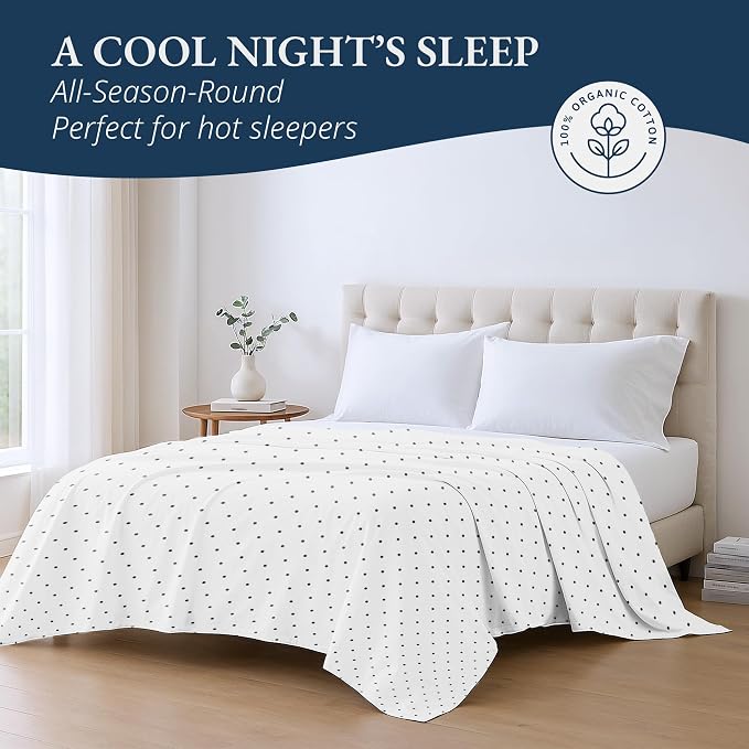 Lane Linen 100% Organic Cotton Twin Size Flat Sheet Only - Image 4