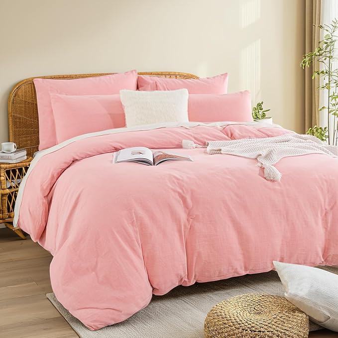 NEXHOME PRO Duvet Cover Queen 100% Washed Cotton, Organic Natural Linen Like - Image 3