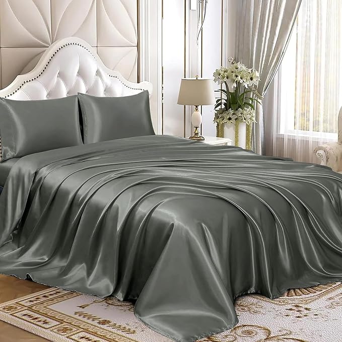 Homiest Dark Grey Satin Flat Sheet - Image 4