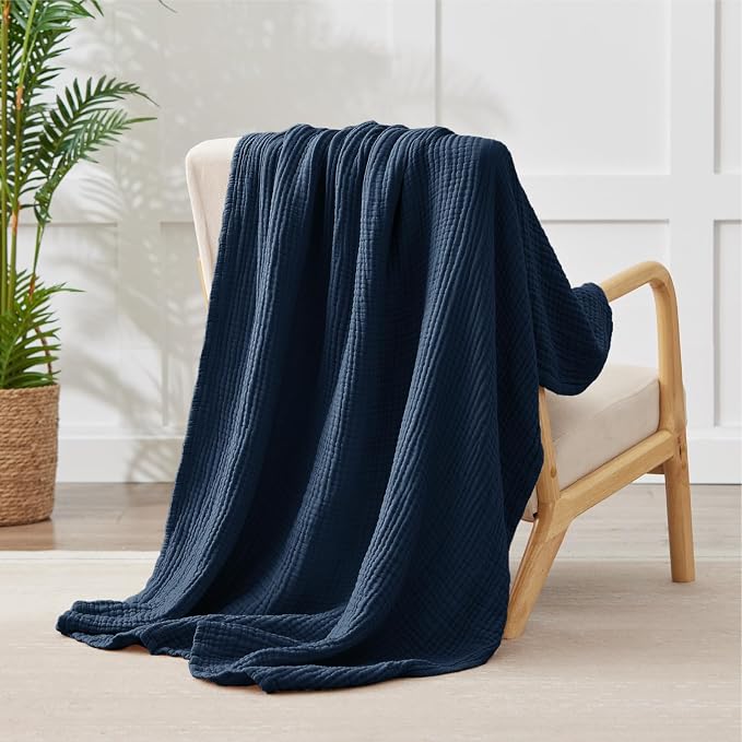 100% Cotton Muslin Blanket Large 50" x 70", 6 Layers Breathable and Lightweight - Image 3