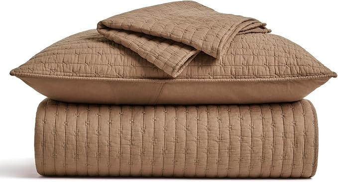 EVERGRACE Cross Stitch Pre-Washed Cotton Quilt Bedding Set King Size, Oversized - Image 7