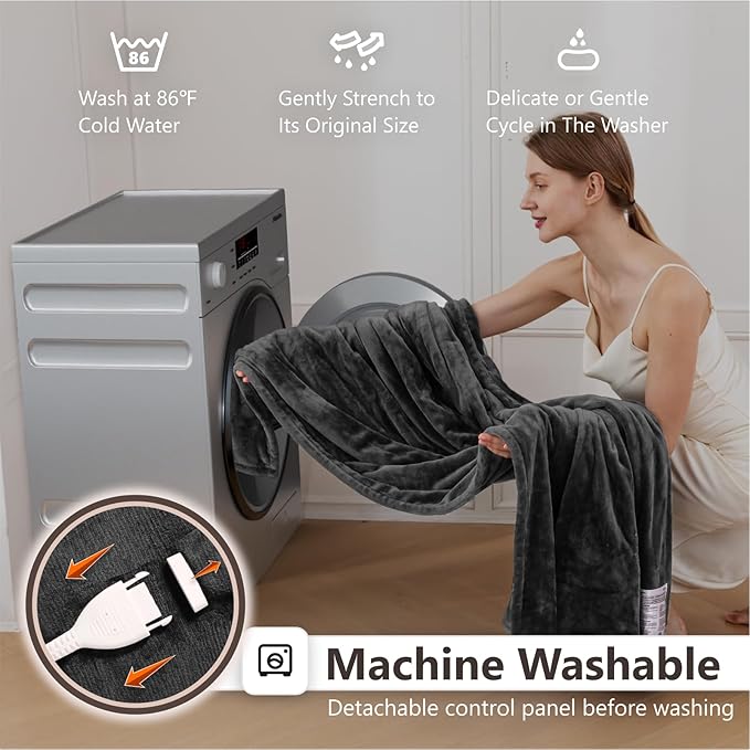 Wapaneus Heated Blanket Electric Queen Size 84"x90"-Dual Control - Image 5
