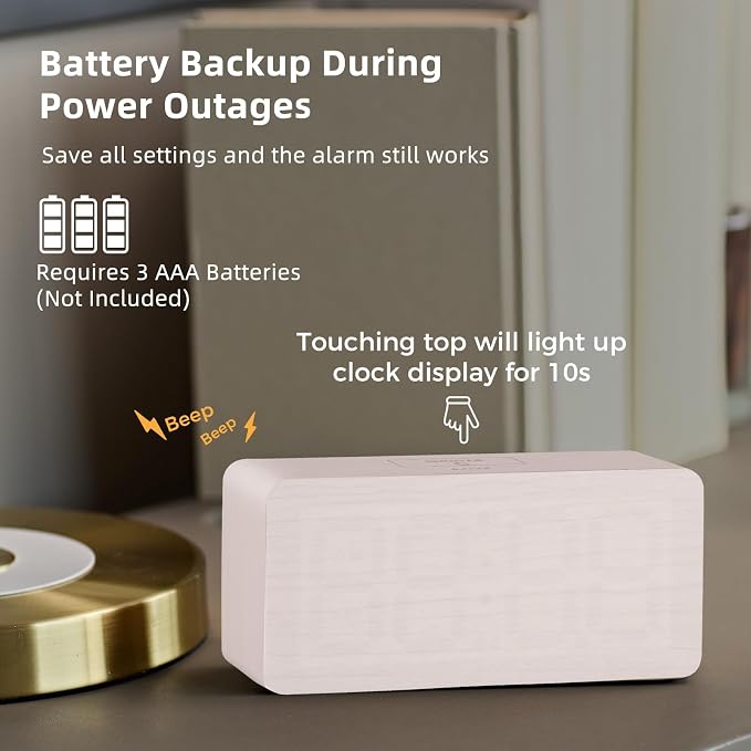 uscce Wooden Digital Alarm Clocks - Image 7