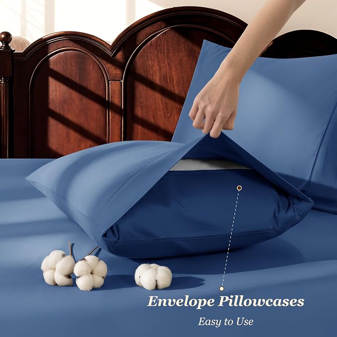 LBRO2M 1000 Thread Count 100% Cotton Sheets Set, Full Size Bed Sheet 4 Piece - Image 6