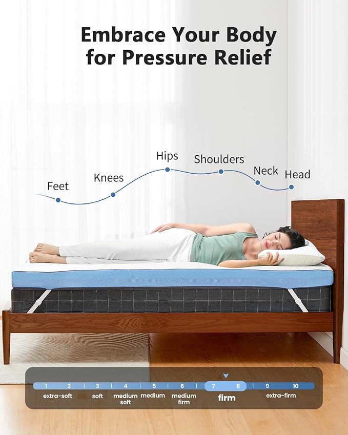 PERLECARE 3 Inch Firm Mattress Topper King Size, Cooling Gel-Infused & Bamboo - Image 3