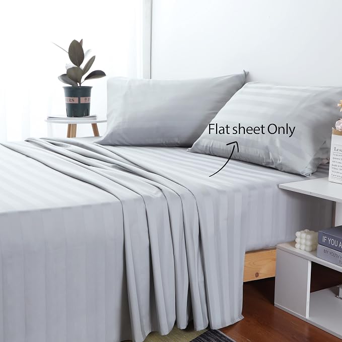 Cotton Twin Flat Sheet Only, 600 Thread Count 100% Egyptian Cotton Top Sheet - Image 2
