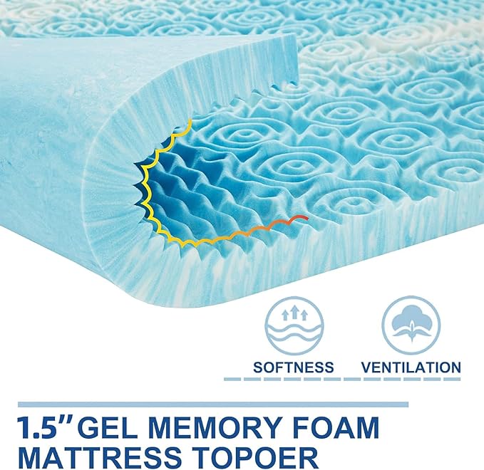 SINWEEK Mattress Topper Memory Foam Mattress Topper 1.5 Inch Queen Soft - Image 2