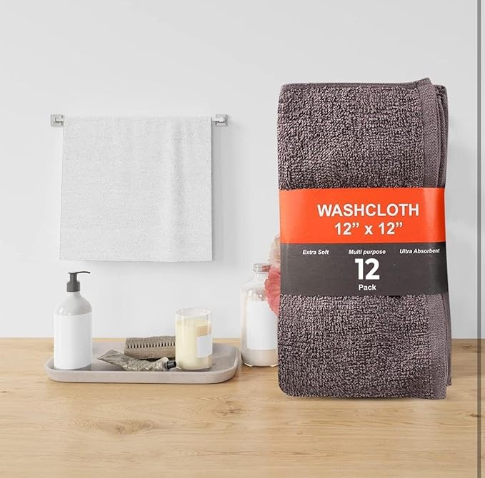 KAHAF COLLECTION 12 Pack Washcloths | Multicolour 100% Cotton Extra Absorbent - Image 2