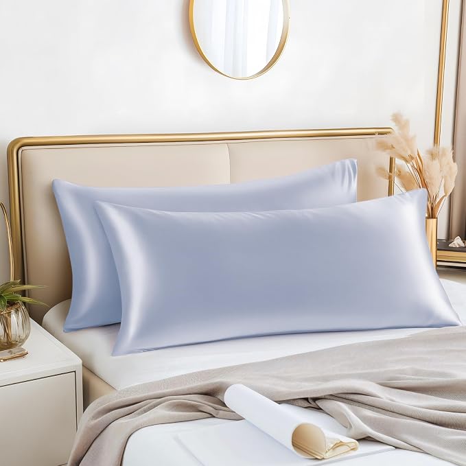 BEDELITE Satin Body Pillow Cover 2 Pack, Super Soft and Cooling Body Pillow - Image 2