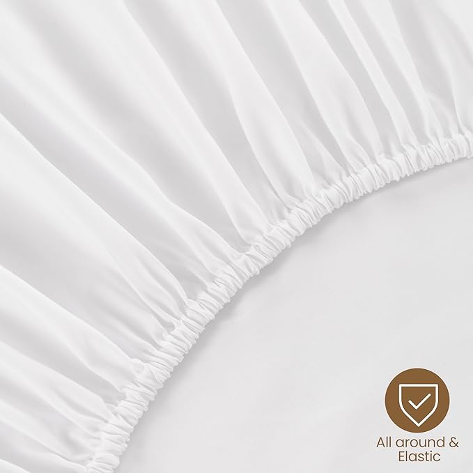 ROSE&RISY White Full Fitted Sheet, Soft and Breathable - Image 6