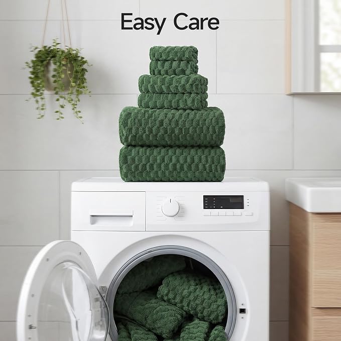 REDKISS Olive Green Microfiber Towels Set of 6-35x70 Inches Oversized Bath - Image 8