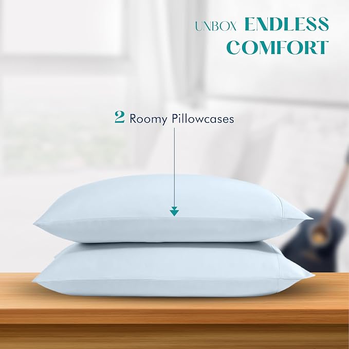 XOOX Linen 100% Egyptian Cotton King Pillow Cases Set of 2 - Image 3