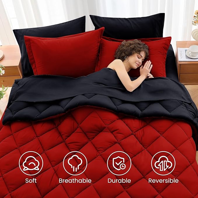 MUXHOMO 7 Pieces Full Comforter Set, Reversible Bed in a Bag Full Size - Image 6