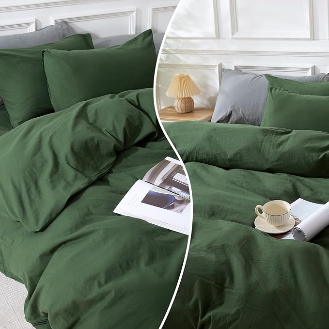NEXHOME PRO Duvet Cover Set Oversized Queen 98"x98" Linen Look Textured Organic - Image 9