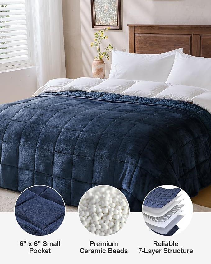 Super Fuzzy Soft Sherpa Fleece Weighted Blanket, 15 lbs Dual Sided Fluffy Heavy - Image 8