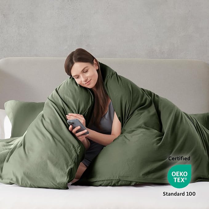 Nestl Olive Green California King Duvet Cover Sets - Image 3
