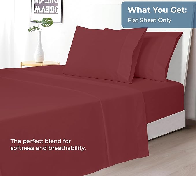 Royale Linens 100% Organic Cotton King Flat Sheet Only - Image 5