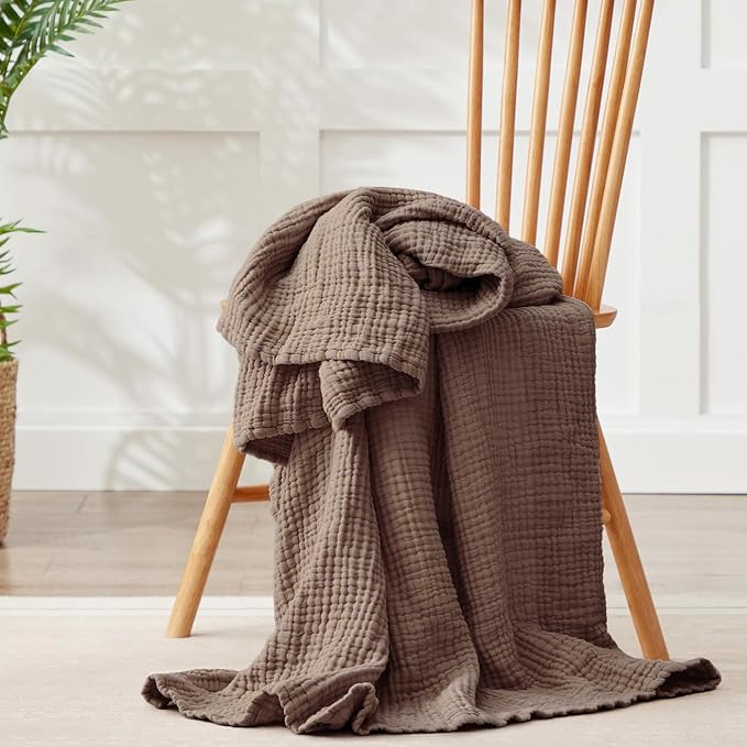 100% Cotton Muslin Blanket King 108" x 90", Breathable and Lightweight Cotton - Image 7