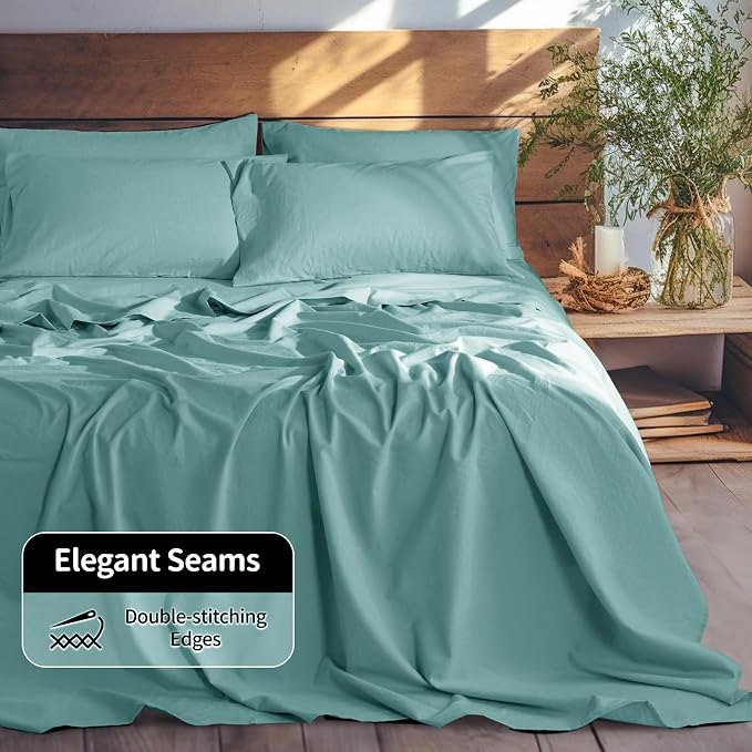 LBRO2M 100% Pure Linen Sheet Set Deep Pocket Up to 16" Bed Sheets Sets - Image 6