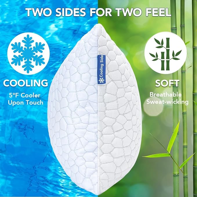 QUTOOL Cooling Pillow for Sleeping, CertiPUR-US Shredded Memory Foam King - Image 2