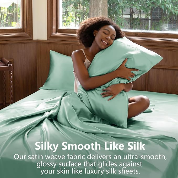 CozyLux Satin Sheets Queen Size Bed Set - Image 3