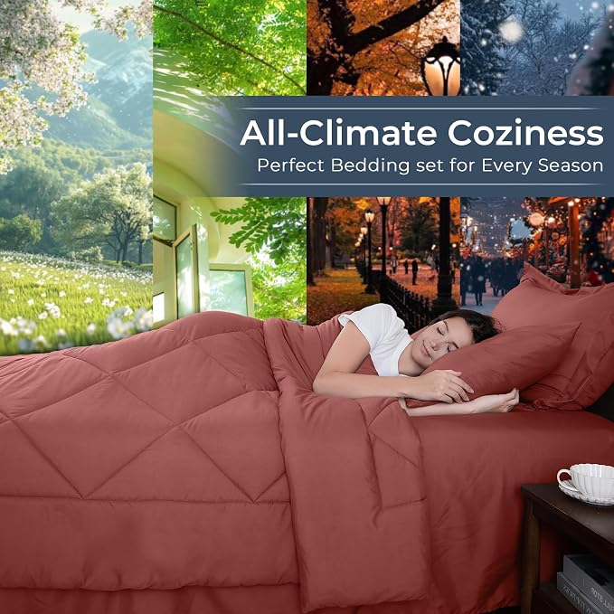 HEVUMYI Terracotta King Comforter Set - Image 3