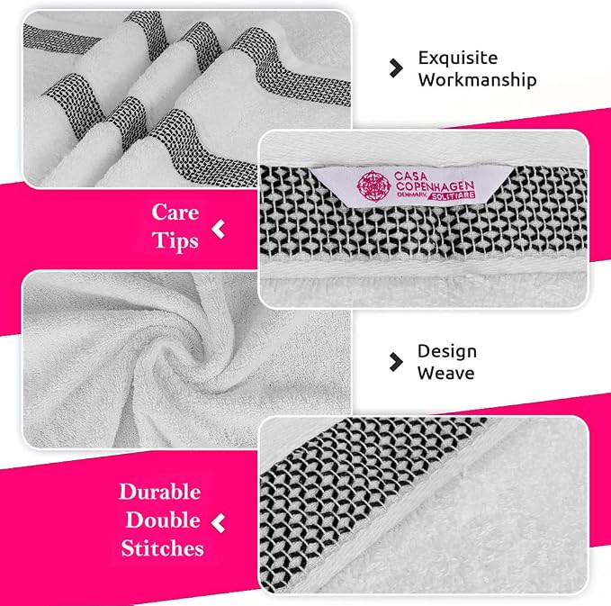 CASA COPENHAGEN Solitaire 6Pcs 100% Egyptian Cotton Large Designer Towels Gift - Image 8