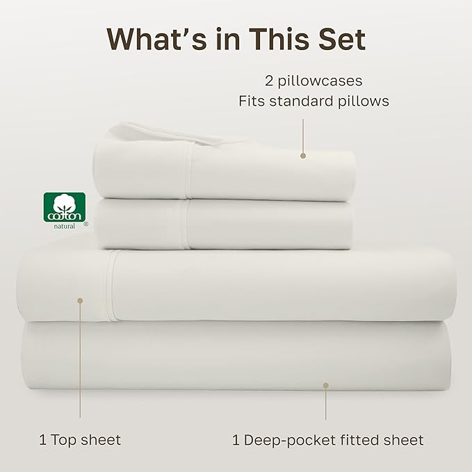 California Design Den Soft 100% Cotton Full Sheet Set, 400 Thread Count Good - Image 4