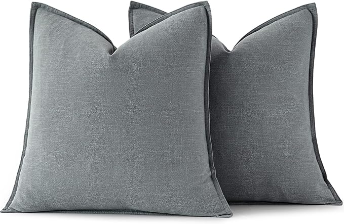 MIULEE Decorative Linen Pillow Covers 18x18 Inch Gray ​Boho Farmhouse​ ​Neutral - Image 6