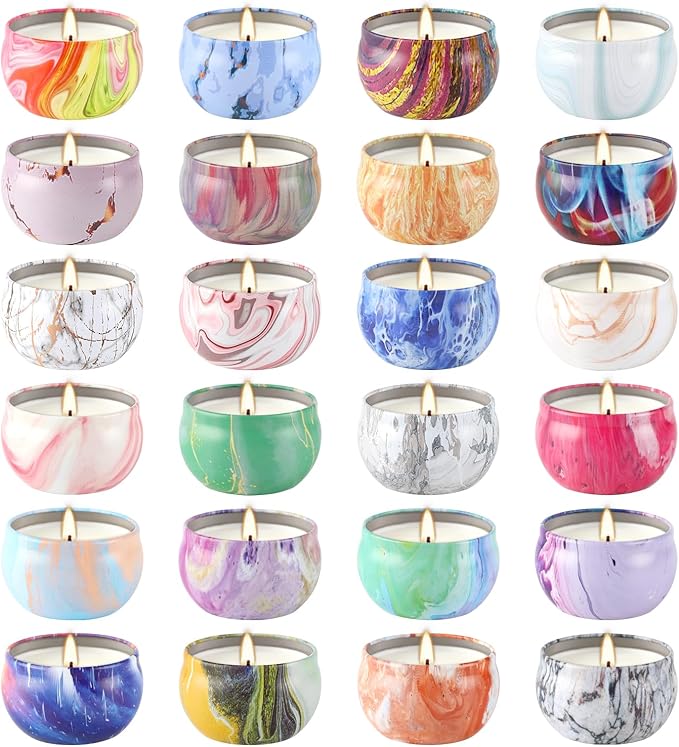 WPONSZU Scented Candles Gifts Set 24 Pack Soy Wax Travel Tin Jar Candles - Image 9