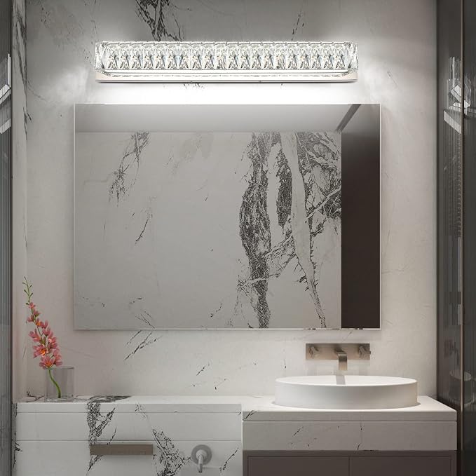 ZUZITO Modern Bathroom Light Fixtures Over Mirror 30 inch Crystal Chrome LED - Image 2