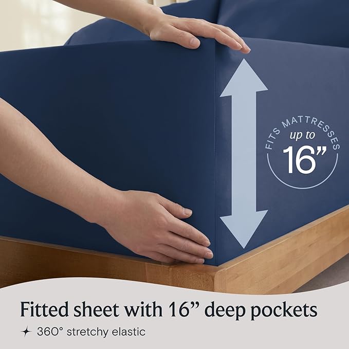 LuxClub 4 PC King Sheet Set, Deep Pockets Wrinkle Free Cooling Bed Sheets Hotel - Image 6