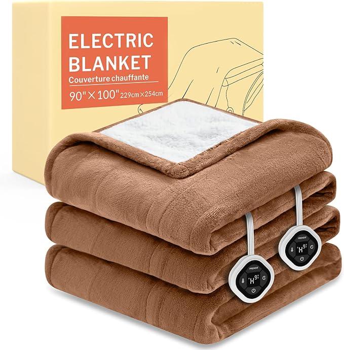 HOMLYNS LuxeHeat Heated Blanket Electric Blanket King Size, Soft Flannel Sherpa by HOMLYNS