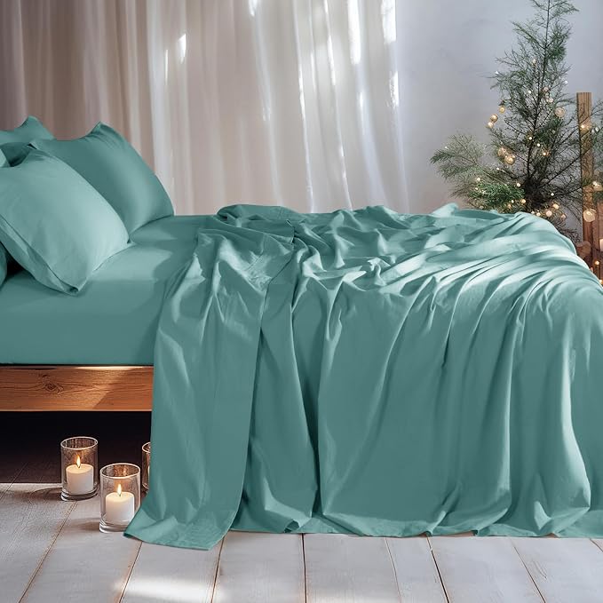 LBRO2M 100% Pure Linen Sheet Set Deep Pocket Up to 16" Bed Sheets Sets - Image 2
