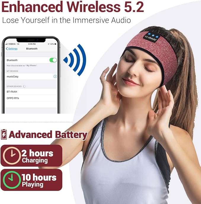 LC-dolida Sleep Headphones Bluetooth Headband Sleeping Wireless Headband - Image 3