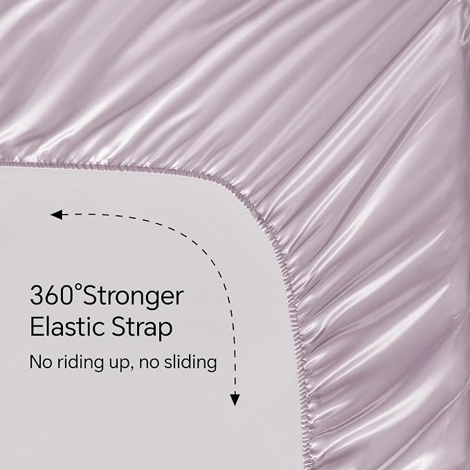 BEDELITE Satin Sheets Twin Size Bed Set, Luxury Soft Lavender Silky Sheets - Image 5
