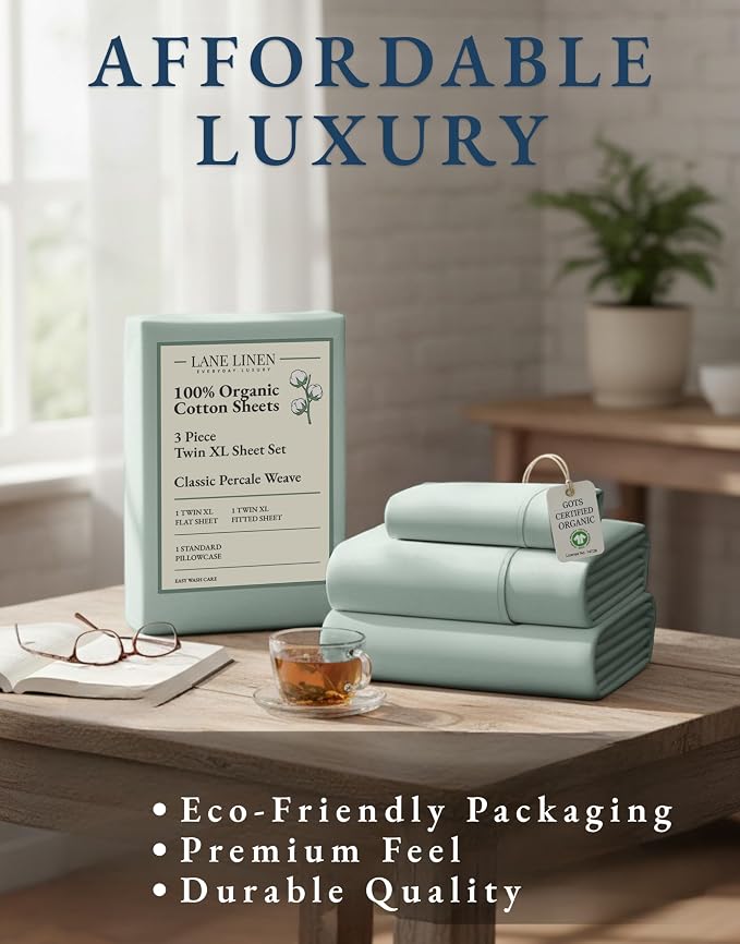 LANE LINEN 100% Organic Cotton Extra Long Twin Sheet & Pillowcase Sets - Image 8