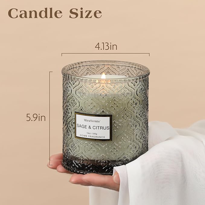 Sage & Citrus Scented Candles, Large Natural Soy Candle, 88 Hours Burning Time - Image 5