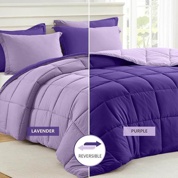 Homelike Moment King Size Comforter Set Purple, Comforters King Size Bed Sets - Image 2
