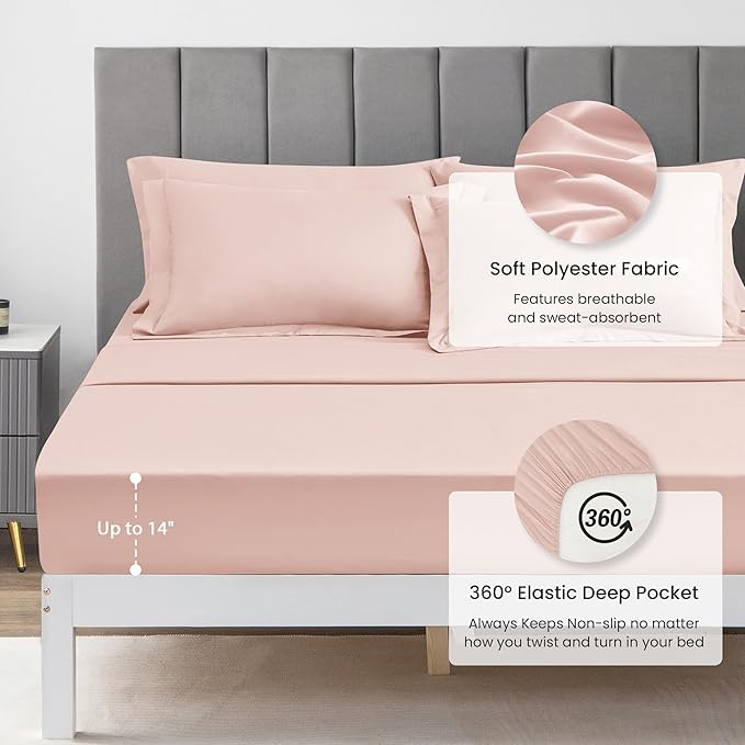Love's cabin Full Comforter Set Pink, 7 Pieces Full Bed in a Bag, All Season - Image 4