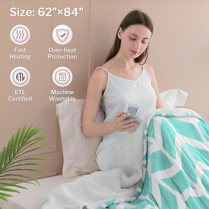 VENTIMI Electric Blanket Heated Throw, Fast Heating Blankets - Image 4