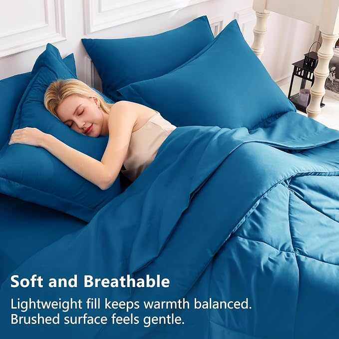 CozyLux King Size Comforter Set Teal - Image 3