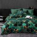 Nanko Emerald Dark Green Gold Printed Queen Size Comforter Set 3 Pcs by NANKO