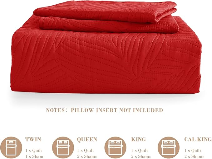 Exclusivo Mezcla King Size Quilt Bedding Set, Lightweight Red Quilts King Size - Image 6
