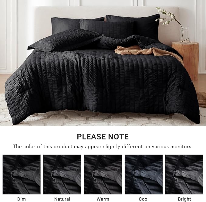 MUXHOMO 5 Pieces Twin Comforter Set, Seersucker Bed in a Bag Twin Size - Image 5