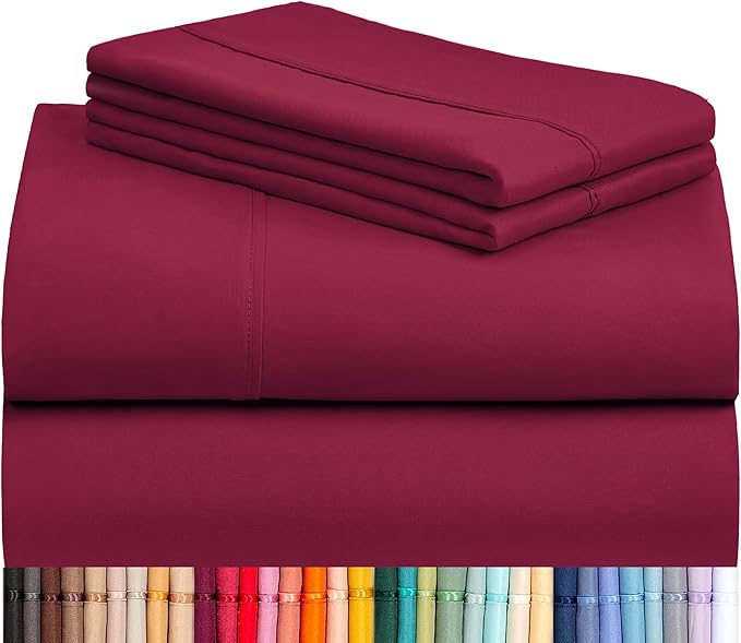 LuxClub 4 PC Full Sheet Set, Breathable Luxury Bed Sheets, Deep Pockets 18" by LuxClub